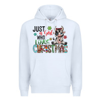 White just a girl who loves christmas Premium Hoodie - CowhideDigitalArt