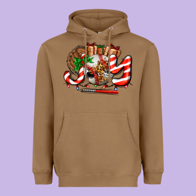 Joy With Baseball And Christmas Gift And Candies Heavyweight Hoodie Designed By Adodesignshop