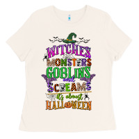 Bone witches monsters goblins and screams its almost halloween Ladies Tee - CowGirlArtShop