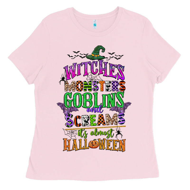 Witches Monsters Goblins And Screams Its Almost Halloween Ladies Tee by CowGirlArtShop | Teevron