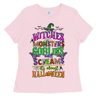 Bubblegum Pink witches monsters goblins and screams its almost halloween Ladies Tee - CowGirlArtShop