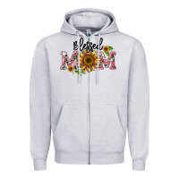 Heather Grey blessed mom Zipper Hoodie - BarkalooDesign