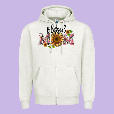 Blessed Mom Zipper Hoodie Designed By Barkaloodesign