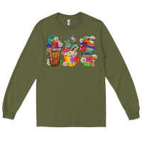 Army Green hippie coffee cups bbs Long Sleeve Tee - BundleAndBundleShop