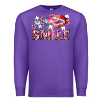 Purple smile with teeth and brush Premium Sweatshirt - AdoDesignShop