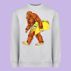 Bigfoot Carrying Taco Heavyweight Sweatshirt Designed By Designefamous