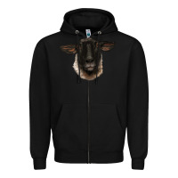 Black suffolk ewe head Zipper Hoodie - BarkalooDesign