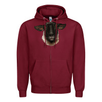 Burgundy suffolk ewe head Zipper Hoodie - BarkalooDesign