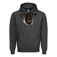 Charcoal Heather suffolk ewe head Zipper Hoodie - BarkalooDesign