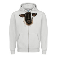Dove Grey suffolk ewe head Zipper Hoodie - BarkalooDesign