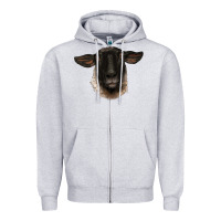 Heather Grey suffolk ewe head Zipper Hoodie - BarkalooDesign