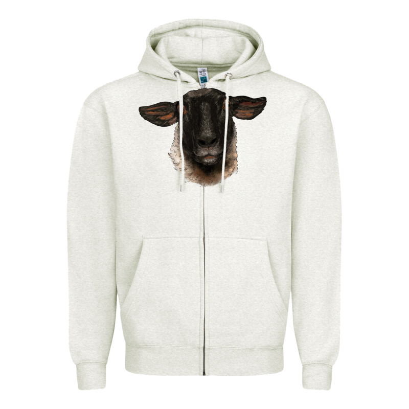 Suffolk Ewe Head Zipper Hoodie by BarkalooDesign | Teevron