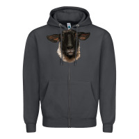Smoke suffolk ewe head Zipper Hoodie - BarkalooDesign