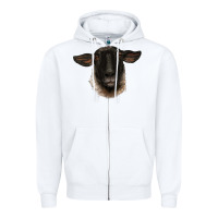 White suffolk ewe head Zipper Hoodie - BarkalooDesign