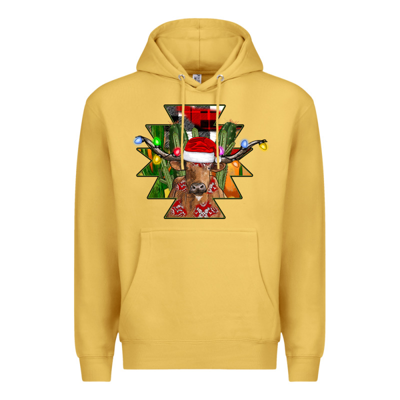 Longhorn Aztec Christmas Premium Hoodie by CowhideDigitalArt | Teevron