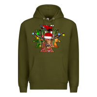 Army Green longhorn Aztec Christmas Premium Hoodie - CowhideDigitalArt