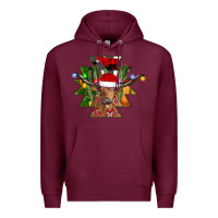 Burgundy longhorn Aztec Christmas Premium Hoodie - CowhideDigitalArt