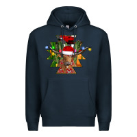 Navy longhorn Aztec Christmas Premium Hoodie - CowhideDigitalArt