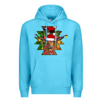 Ocean Blue longhorn Aztec Christmas Premium Hoodie - CowhideDigitalArt