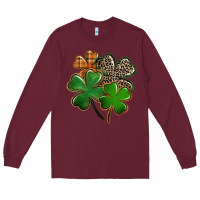 Burgundy Leopard shamrock St. Patricks Day Long Sleeve Tee - FaDigitalArtStudio