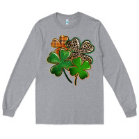 Heather Grey Leopard shamrock St. Patricks Day Long Sleeve Tee - FaDigitalArtStudio