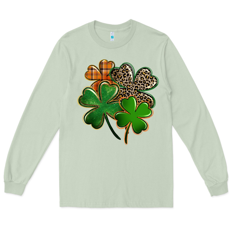Leopard Shamrock St. Patricks Day Long Sleeve Tee by FaDigitalArtStudio | Teevron