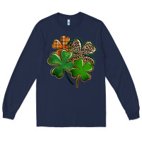 Navy Leopard shamrock St. Patricks Day Long Sleeve Tee - FaDigitalArtStudio