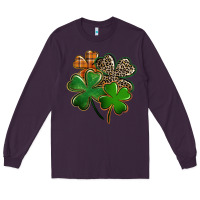 Plum Leopard shamrock St. Patricks Day Long Sleeve Tee - FaDigitalArtStudio