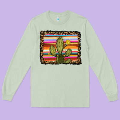 Serape Leopard Cactus Long Sleeve Tee Designed By Ranaportraitstore