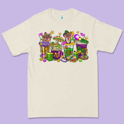 Mardi Gras Coffee Cups Premium Tee Designed By Howdyjamesfarm