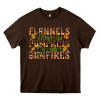 Chocolate Brown Flannels Hayrides Pumpkins Heavy Core Tee - texasbilliewilder