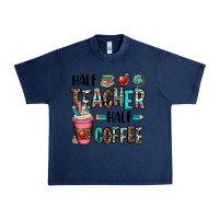Navy half teacher half coffee Urban Heavy Tee - OliviaCreatesArt