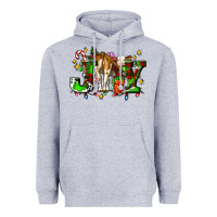 Heather Grey joy with baby cow and christmas gifts mistletoe Heavyweight Hoodie - AdoDesignShop