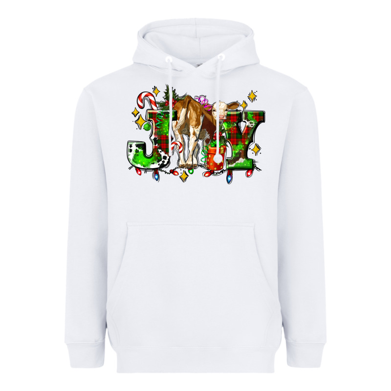 Joy With Baby Cow And Christmas Gifts Mistletoe Heavyweight Hoodie by AdoDesignShop | Teevron