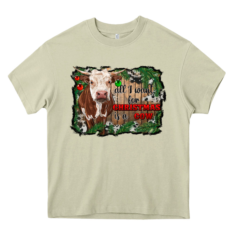 All I Want For Christmas Is A Cow Cowhide Heavy Core Tee by RanaPortraitStore | Teevron