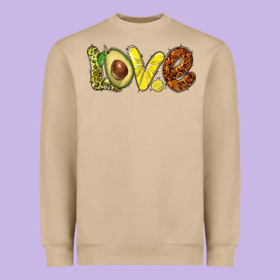 Love Avocado Heavyweight Sweatshirt Designed By Barkaloodesign