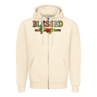 Sandshell blessed and floral cross Zipper Hoodie - BarkalooDesign