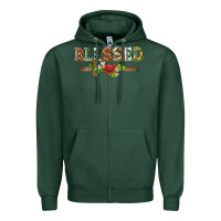 Sports Green blessed and floral cross Zipper Hoodie - BarkalooDesign