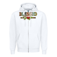 White blessed and floral cross Zipper Hoodie - BarkalooDesign