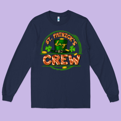 St. Patrick's Day Crew Long Sleeve Tee Designed By Fadigitalartstudio