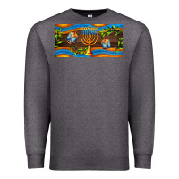 Charcoal Heather hanukkah with candlestick Premium Sweatshirt - AdoDesignShop