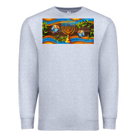 Heather Grey hanukkah with candlestick Premium Sweatshirt - AdoDesignShop