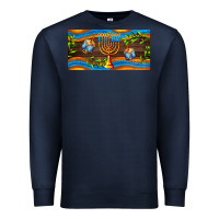 Navy hanukkah with candlestick Premium Sweatshirt - AdoDesignShop