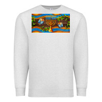 Oatmeal Heather hanukkah with candlestick Premium Sweatshirt - AdoDesignShop