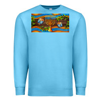 Ocean Blue hanukkah with candlestick Premium Sweatshirt - AdoDesignShop