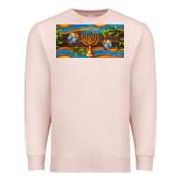 Pale Pink hanukkah with candlestick Premium Sweatshirt - AdoDesignShop