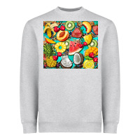 Heather Grey summer fruits Heavyweight Sweatshirt - BarkalooDesign