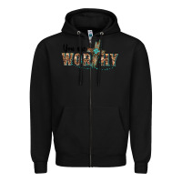 Black you are worthy cross Zipper Hoodie - BarkalooDesign