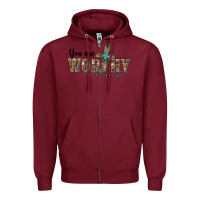 Burgundy you are worthy cross Zipper Hoodie - BarkalooDesign