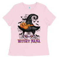 Bubblegum Pink witchy mama messy bun Ladies Tee - CowGirlArtShop